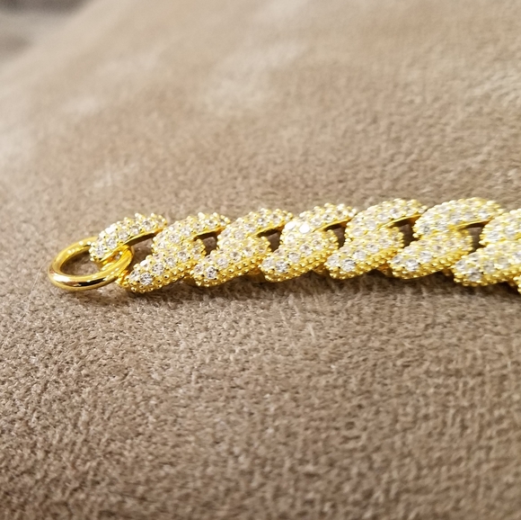 Michael Kors Linked Statement Bracelet Gold Tone Sterling Silver Pave CZ NWT - Picture 13 of 16